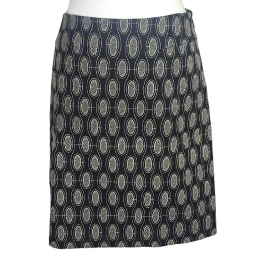Ann Taylor Loft Geometric Design Black & White Straight Career Skirt Size 12 - Picture 2 of 6